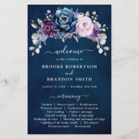 Dusty Blue Lila Lilac Blooms Wedding Program