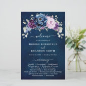 Dusty Blue Lila Lilac Blooms Wedding Program (Stehend Vorderseite)