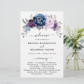 Dusty Blue Lila Lilac Blooms Wedding Program (Stehend Vorderseite)