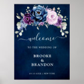Dusty Blue Lila Lilac Blooms Wedding Welcome Pos Poster (Vorne)