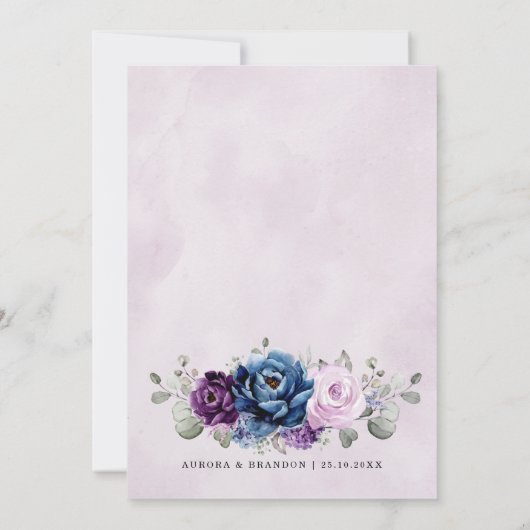 Dusty Blue Lila Lilac Wedding Celebration Invita Einladung (Rückseite)
