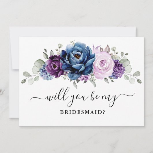 Dusty Blue Lila Lilac Werden Sie meine Bridesmaid Einladung (Vorderseite)