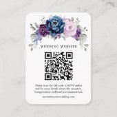 Dusty Blue Lila Navy Lilac Bloom Wedding QR Code Begleitkarte (Vorderseite)