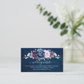 Dusty Blue Lila Navy Lilac Bloom Wedding Website Begleitkarte (Stehend Vorderseite)