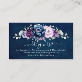 Dusty Blue Lila Navy Lilac Bloom Wedding Website Begleitkarte