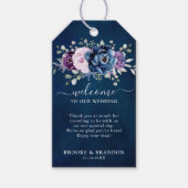 Dusty Blue Lila Navy Lilac Bloom Wedding Willkomme Geschenkanhänger (Vorderseite)