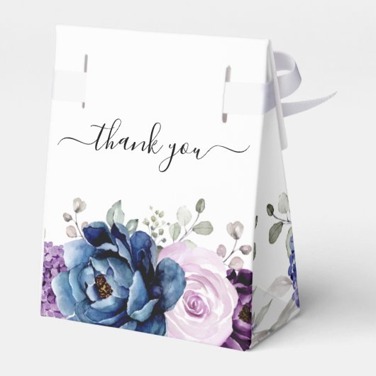 Dusty Blue Lila Navy Lilac Blooms Brautparty Geschenkschachtel (Rückseite)