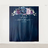 Dusty Blue Lila Navy Lilac Blooms Brautparty Wandteppich (Vorderseite)