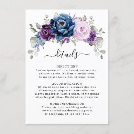 Dusty Blue Lila Navy Lilac Blooms Hochzeitdetails Begleitkarte