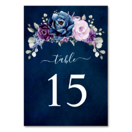 Dusty Blue Lila Navy Lilac Blooms Hochzeitstisch Tischnummer