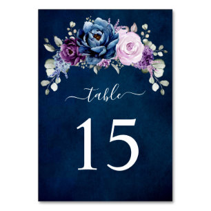 Dusty Blue Lila Navy Lilac Blooms Hochzeitstisch  Tischnummer