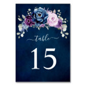 Dusty Blue Lila Navy Lilac Blooms Hochzeitstisch Tischnummer (Vorderseite)