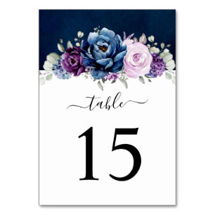 Dusty Blue Lila Navy Lilac Blooms Hochzeitstisch  Tischnummer