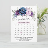 Dusty Blue Lila Navy Lilac Blooms Kalender Save The Date (Stehend Vorderseite)
