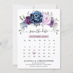 Dusty Blue Lila Navy Lilac Blooms Kalender Save The Date