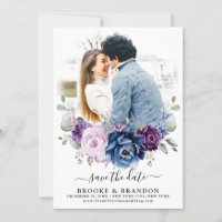 Dusty Blue Lila Navy Lilac Blooms Wedding Foto
