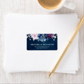Dusty Blue Lila Navy Lilac Blooms Wedding Label Adressaufkleber (Insitu)