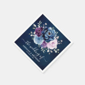 Dusty Blue Lila Navy Lilac Blooms Wedding Napkin Serviette (Ecke)