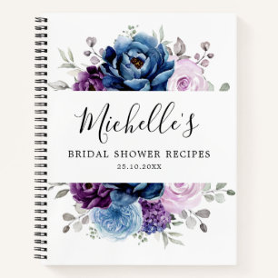 Dusty Blue Lila Navy Lilac Blooms Wedding Notizblock