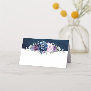 Dusty Blue Lila Navy Lilac Blooms Wedding Place Platzkarte
