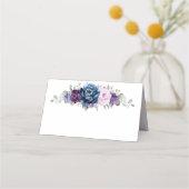 Dusty Blue Lila Navy Lilac Blooms Wedding Platzkarte (Rückseite)