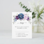 Dusty Blue Lila Navy Lilac Blooms Wedding RSVP Postkarte (Stehend Vorderseite)
