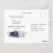 Dusty Blue Lila Navy Lilac Blooms Wedding RSVP Postkarte (Rückseite)