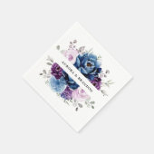 Dusty Blue Lila Navy Lilac Blooms Wedding Serviette (Ecke)