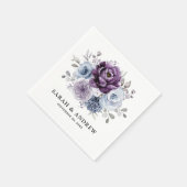 Dusty Blue Lila Navy Lilac Blooms Wedding Serviette (Ecke)