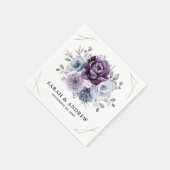 Dusty Blue Lila Navy Lilac Blooms Wedding Serviette (Ecke)