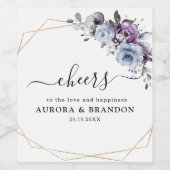 Dusty Blue Lila Navy Lilac Blooms Wedding Wine L Weinetikett (Einzelnes Label)