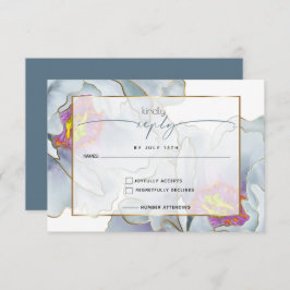 Dusty Blue Lilac Exotic Floral RSVP Karte
