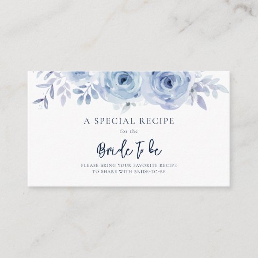 Dusty Blue Lilac Floral Brautparty Rezept Begleitkarte (Vorderseite)