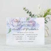 Dusty Blue Lilac Peony Probe Dinner Einladung (Stehend Vorderseite)