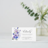 Dusty Blue Lilac Purple Flowers Hochzeitdetails Begleitkarte (Stehend Vorderseite)