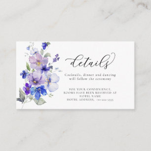 Dusty Blue Lilac Purple Flowers Hochzeitdetails Begleitkarte