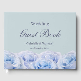 Dusty Blue Lilac Rose Pastel Floral Wedding Gästebuch