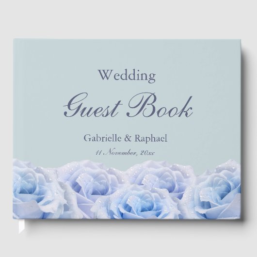 Dusty Blue Lilac Rose Pastel Floral Wedding Gästebuch (Vorderseite)
