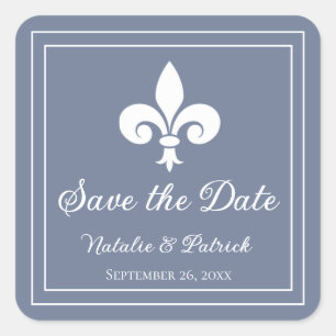 Dusty Blue Lilie Save the Date Stickers