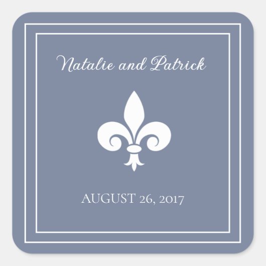 Dusty Blue Lilie Wedding Stickers (Vorderseite)