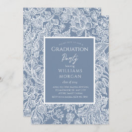 Dusty Blue Line Art Wildblumen Einladung