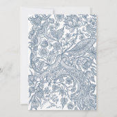 Dusty Blue Line Art Wildblumen Einladung (Rückseite)