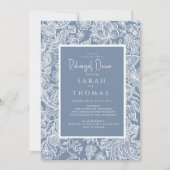 Dusty Blue Line Art Wildblumen Einladung (Vorderseite)