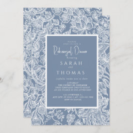 Dusty Blue Line Art Wildblumen Einladung