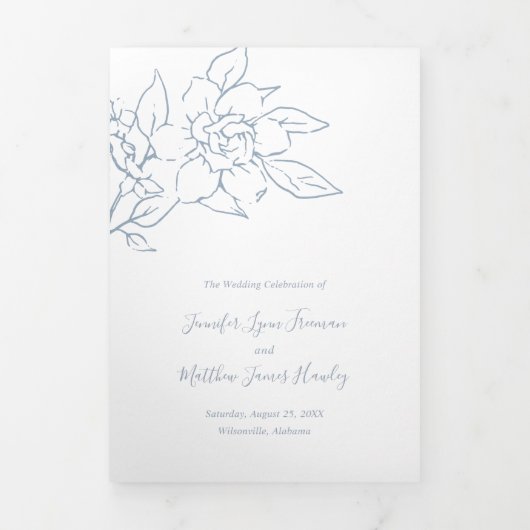 Dusty Blue Line Kunst, Dichtung und Musik Dreifach Gefaltete Einladung (Cover)