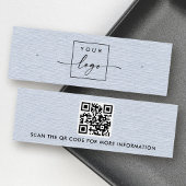 Dusty blue linen logo QR Ohrring-Display-Karte