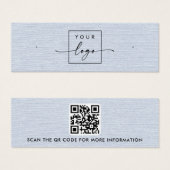 Dusty blue linen logo QR Ohrring-Display-Karte (Vorne & Hinten)