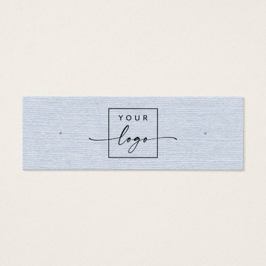 Dusty blue linen logo QR Ohrring-Display-Karte (Vorderseite)
