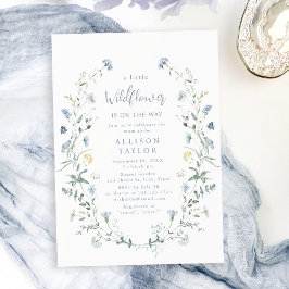 Dusty Blue Little Wildblume Boho Babydusche Einladung
