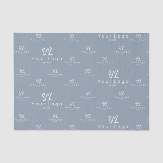 Dusty Blue Logo-Muster Markenverpackung Seidenpapier (Vorderseite)